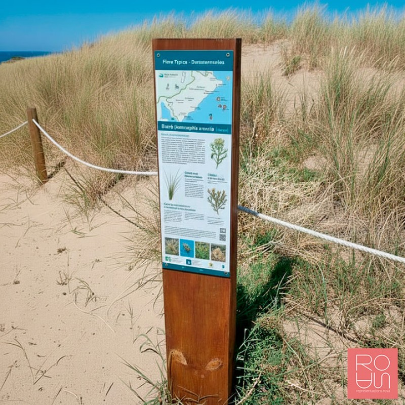 Fita d'informació de dunes a la platja